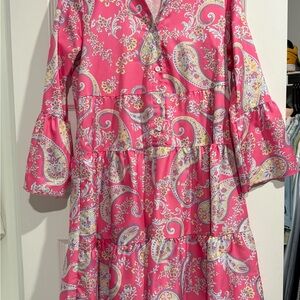 Boutique Pink Paisley Long Sleeve Dress